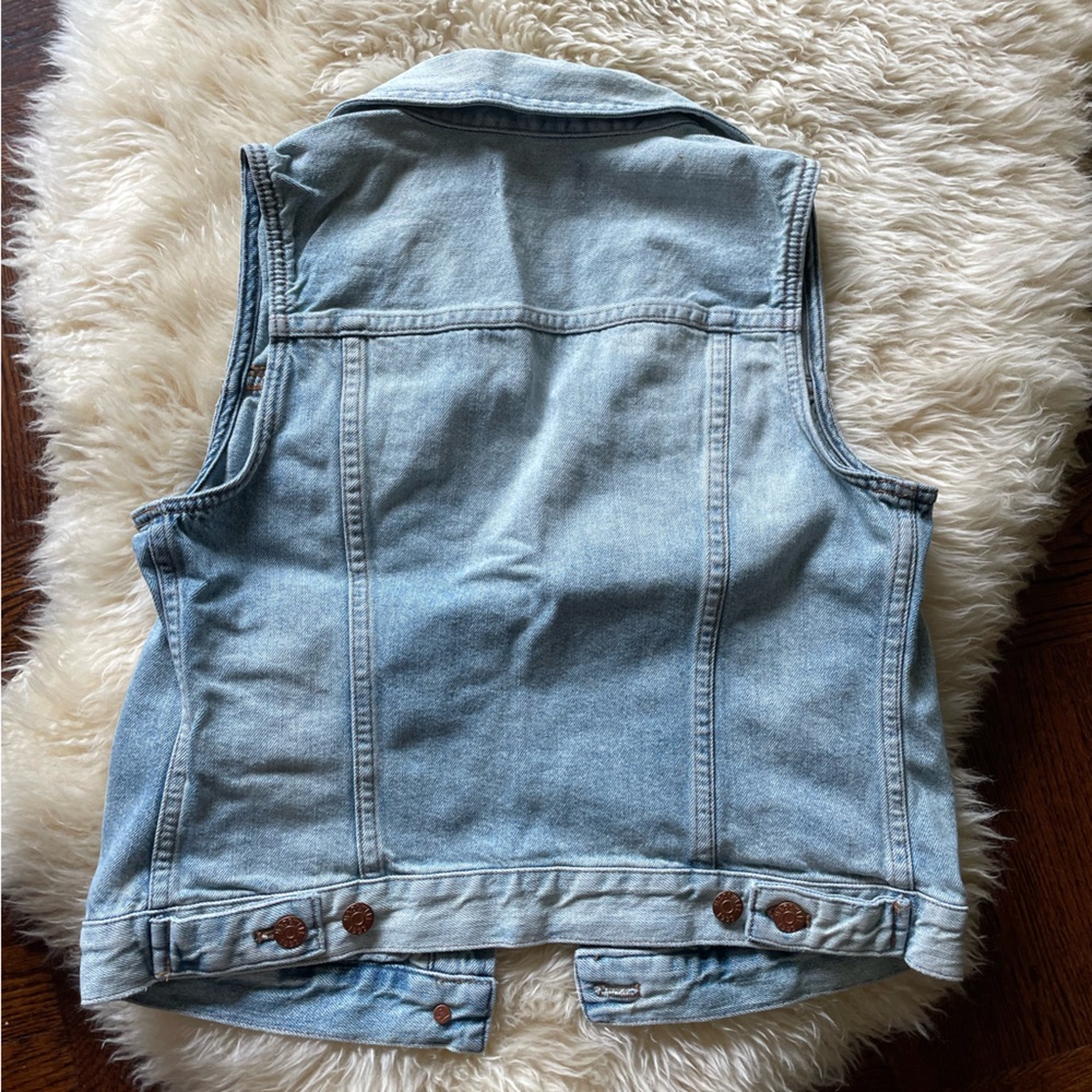 Madewell clear blue denim vest Sleeveless denim light wash - Picture 5 of 6